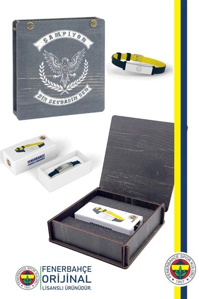 Fenerbahçe Orijinal Lisanslı Fashion Ayarlanabilir Bileklik Hediyelik Ahşap Kutulu ürün görseli 1