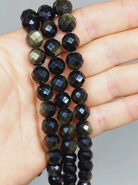 Golden Obsidyen Taşı Royal Quality Faset Kesim Dizi 10mm (52930) ürün görseli 1