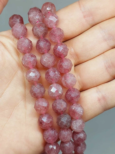 Çilek Kuvars Taşı Royal Quality Faset Kesim Dizi 10mm (52922) ürün görseli 1