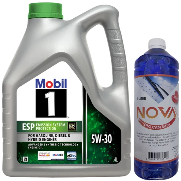 Mobil 1 ESP 5W-30 Tam Sentetik Motor Yağı 4 Litre + Cam Suyu 1 L ürün görseli 1