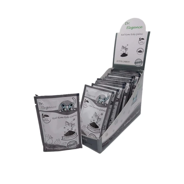 DR.ELEGANCE KEDİ KUMU KOKU GİDERİCİ AKTİF KARBON 25gr X 20 ADET ürün görseli 1