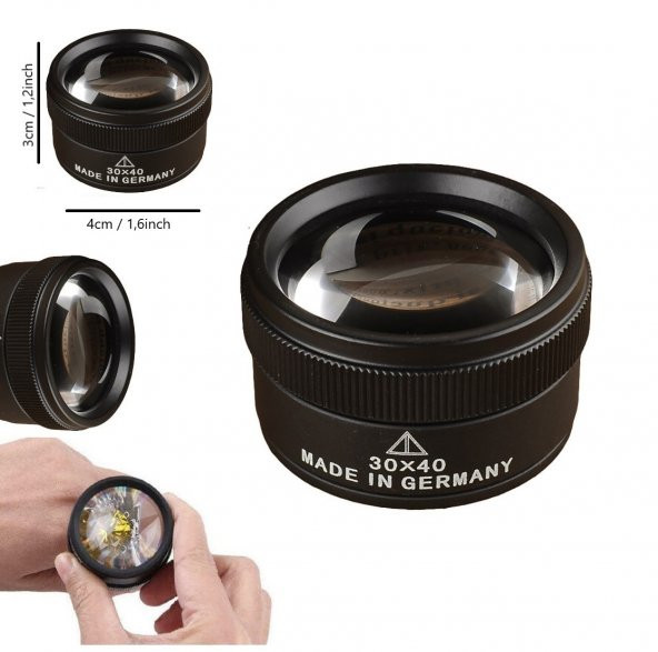 El Tipi 2 Optik Mercekli çok Kaliteli 30x40mm SİYAH Büyüteç (Made In Germany) ürün görseli 1