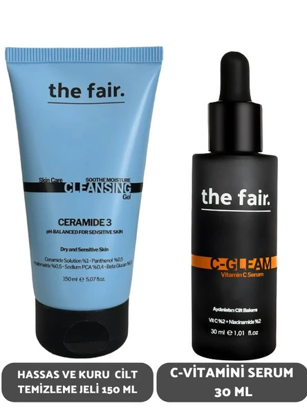 the fair. Hassas ve Kuru Cilt Temizleme Jeli 150 ml ve C Vitamini Serum Seti 30 ml ürün görseli 1