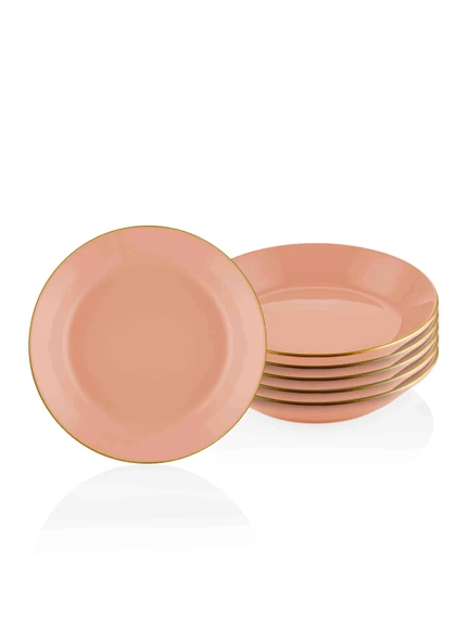 The Mia Basic Yemek Tabağı 6 Lı Set Somon Pembe - 20cm ürün görseli 1
