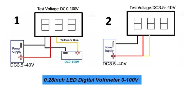 0.28" DC 0-100v Mini Dijital Voltmetre - 3 Kablolu - Resim 4