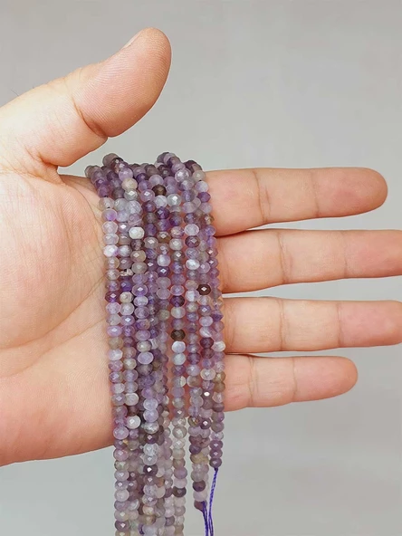 Ametist Taşı Rondela Faset Kesim 3*4mm Dizi (53110) ürün görseli 1