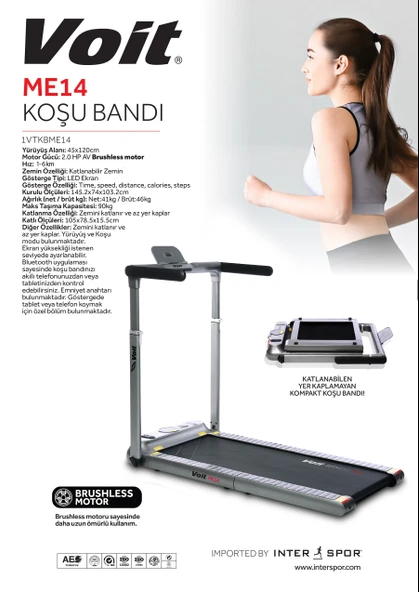 VOIT ME14 KATLANABİLİR KOŞU BANDI - Resim 3