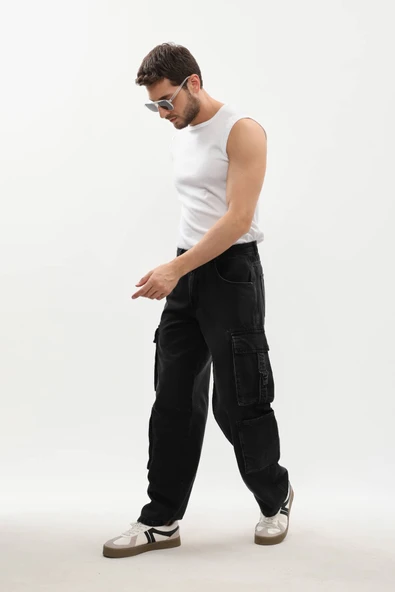 Erkek Kargo Cepli Jean Pantolon - Resim 4
