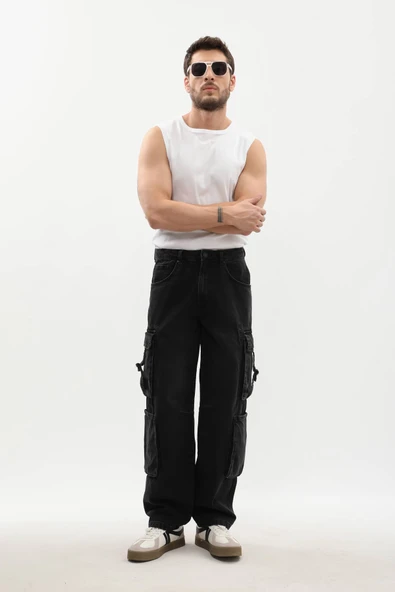 Erkek Kargo Cepli Jean Pantolon - Resim 2