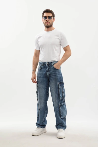 Erkek Kargo Cepli Jean Pantolon - Resim 5