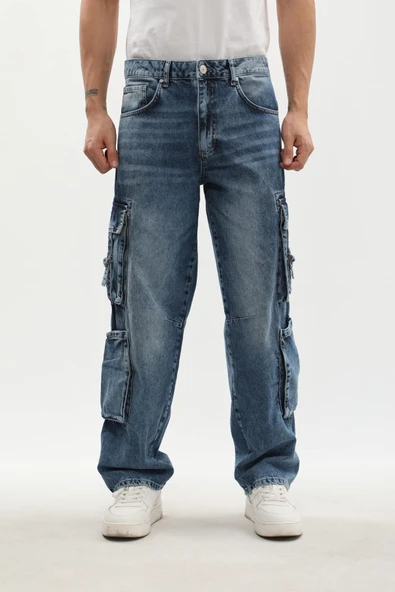 Erkek Kargo Cepli Jean Pantolon - Resim 8