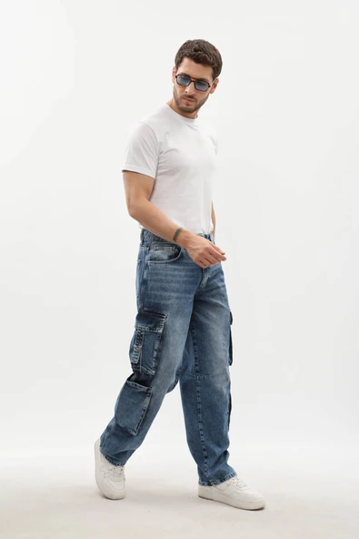 Erkek Kargo Cepli Jean Pantolon - Resim 6