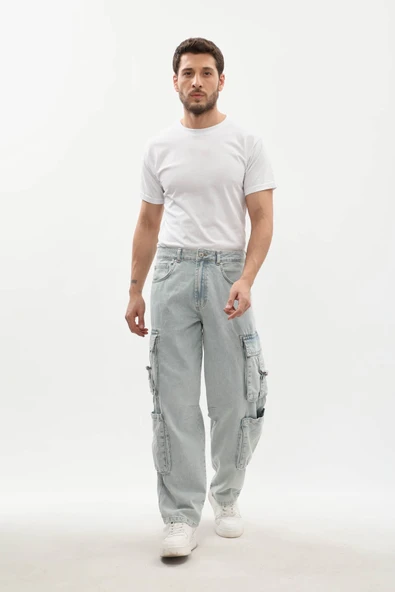 Erkek Kargo Cepli Jean Pantolon - Resim 4