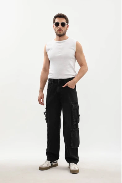 Erkek Kargo Cepli Jean Pantolon - Resim 5