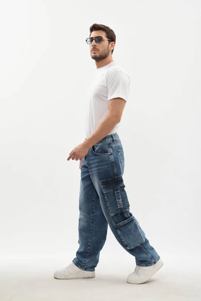 Erkek Kargo Cepli Jean Pantolon - Resim 4