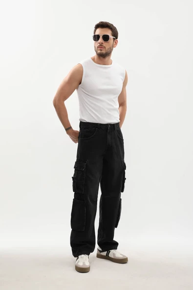 Erkek Kargo Cepli Jean Pantolon - Resim 3