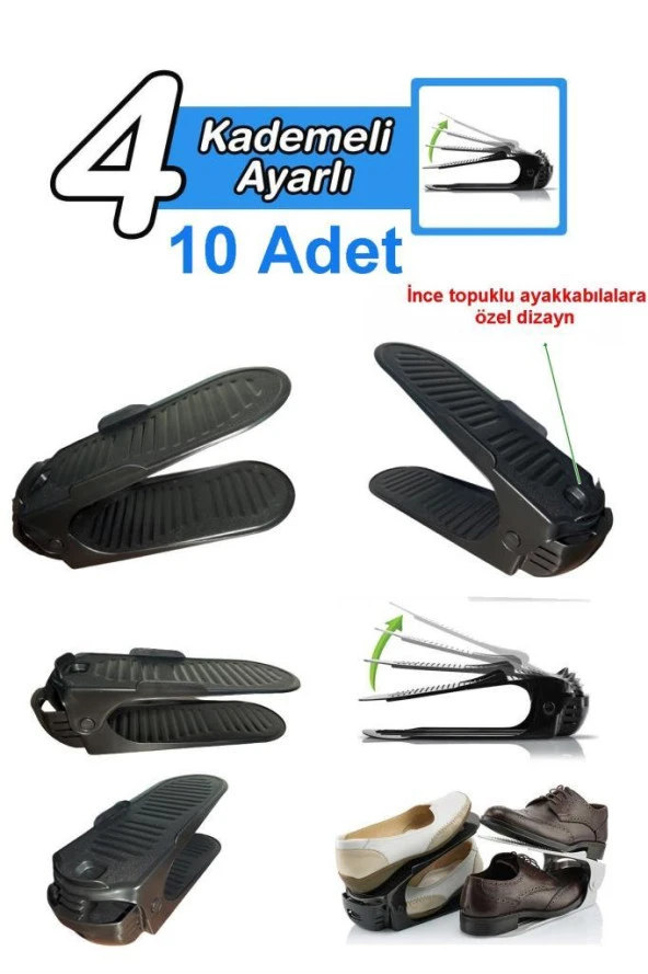 Geseus Ayakkabı Rampası Ayakkabı Düzenleyici Organızer-10Ad-Yükseklik Ayarlı ürün görseli 1