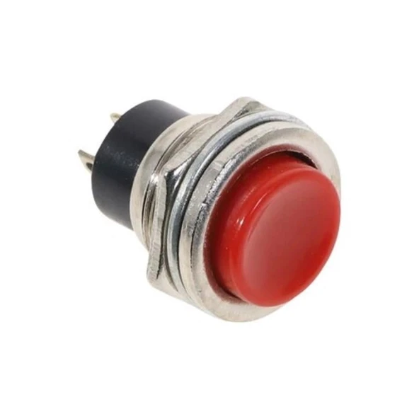 ENDER Metal Yuvarlak Yaylı Buton Kırmızı Plastik Düğmeli (16mm Delik Çapı) ürün görseli 1