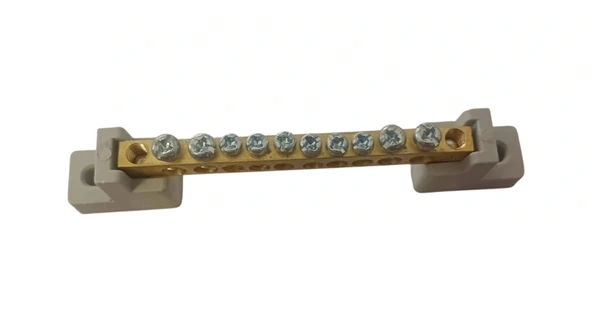 MUTLUSAN 8+2 10lu Ayaklı Pano Topraklama Ve Nötür Klemensi 80A (Papuçlu 6.5X9mm 10 Delikli) ürün görseli 1