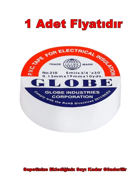 GLOBE 18MM İzole Bant BEYAZ Elektrik Bandı ürün görseli 1