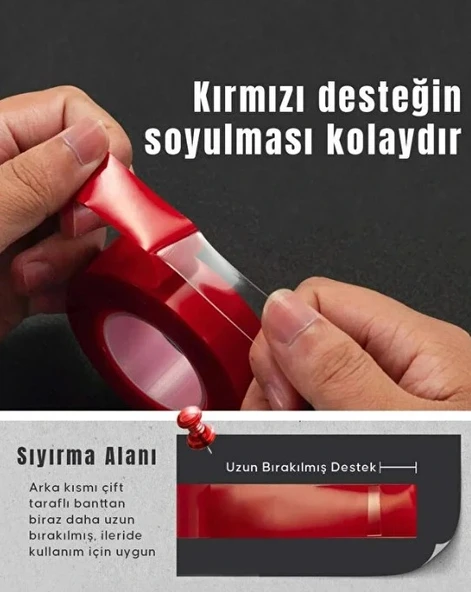 SLİKON Çift Taraflı Bant Şeffaf 18mm 2 Mt - Resim 4