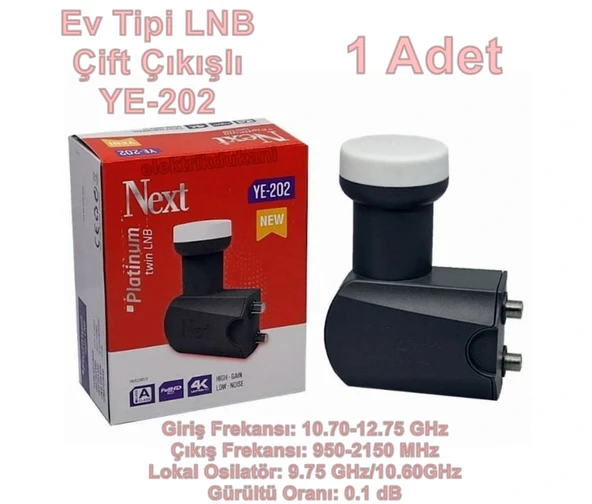 NEXT YE-202 2li Platinum Çiftli LNB 0.1dB Full HD 4K Universal LNBF (İkili Elenbi) Kaliteli ürün görseli 1