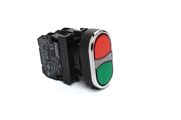 EMAS İkiz Buton Çiftli Yaylı Start/Stop Buton Kırmızı/Yeşil (Plastik) ürün görseli 1