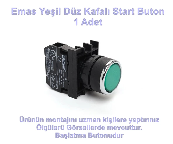 EMAS BUTON START 1NA YEŞİL DÜZ KAFALI - Resim 2