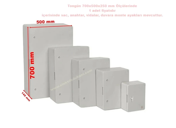 TONGÜN 700x500x250mm Taban Saclı ABS Plastik Pano (Boş) ürün görseli 1
