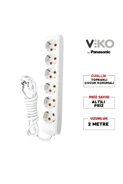 VİKO MULTİLET ALTILI 2MT GRUP PRİZ TOPRAKLI ürün görseli 1