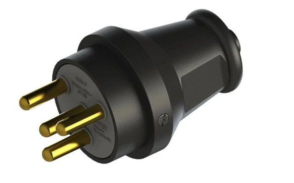 NEAD 4x16A Kauçuk Trifaze Fiş Siyah Sanayi Fiş IP44 ürün görseli 1