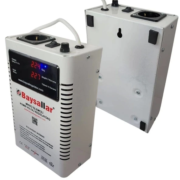 BAYSALLAR 500 Watt Mikro İşlemcili 0.5kW Kombi Voltaj Regülatörü (Yüksek Akımdan Koruma ve Voltaj Düzenleme) ürün görseli 1