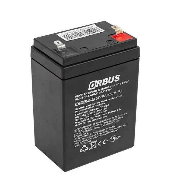 İTHAL 4V 8A Kuru Bakımsız Akü Işıldak ve Fener - Terazi Aküsü 4 Volt 4 Amper 45x70x100mm) ürün görseli 1