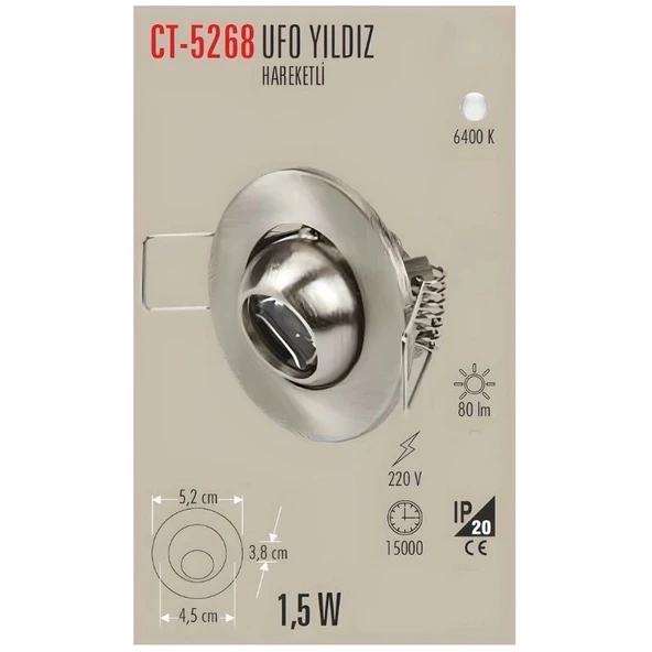 CATA UFO YILDIZ 1.5w SATEN SPOT BEYAZ ürün görseli 1