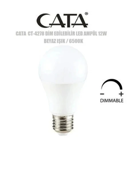 CATA 12W LED AMPUL E-27 DUYLU BEYAZ DİMLENEBİLİR ürün görseli 1