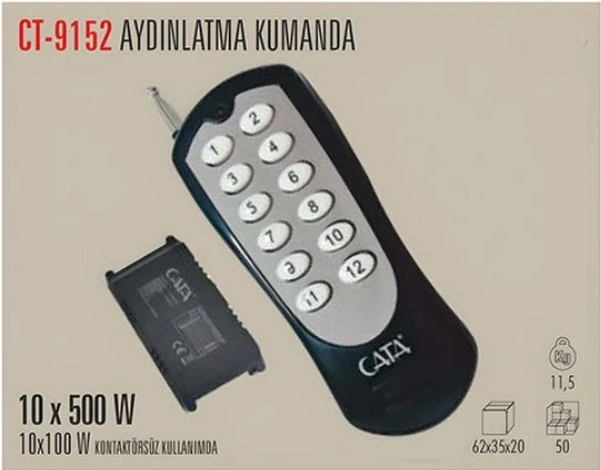 CATA 10 Çıkışlı  Avize Aydınlatma Kumandası 10x1000w 10lu Wireless Kontrol IP20 220 Volt ürün görseli 1
