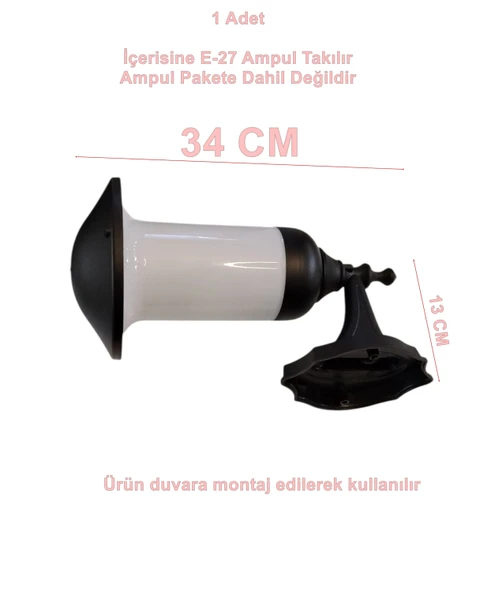 ZERPA MANTAR DUVAR APLİK SİYAH - Resim 2