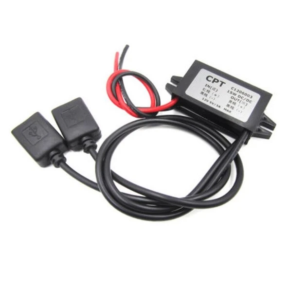 12V için 5V 3A 15W DC DC USB Converter Su Geçirmez Araba Uyumlu Konverter Dönüştürücü ürün görseli 1