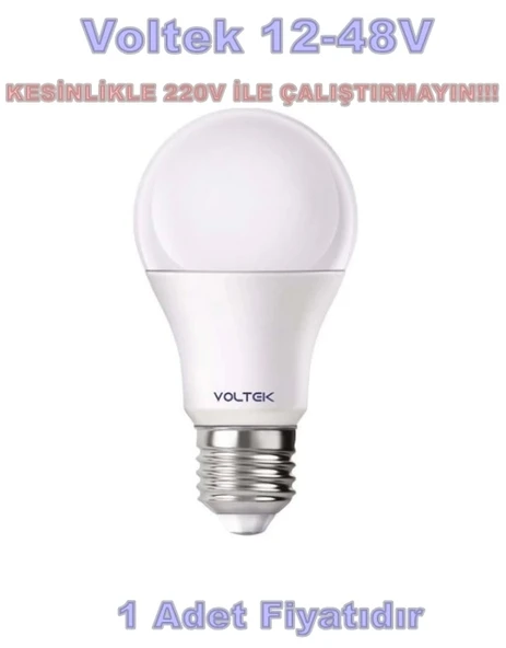 VOLTEK 12v-24v-48v Ac / Dc E-27 Led Ampul 9W 6500k Beyaz ürün görseli 1