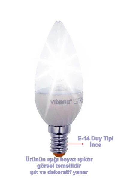 VİTO 6W LED AMPUL BEYAZ E-14 6400K DİMLİ ŞEFFAF - Resim 3
