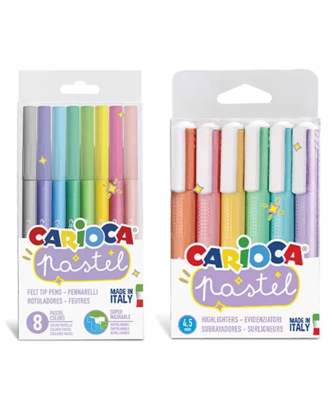 Carioca Pastel Renkler Keçeli Kalemler ve İşaretleme Kalemleri 2li Set ürün görseli 1