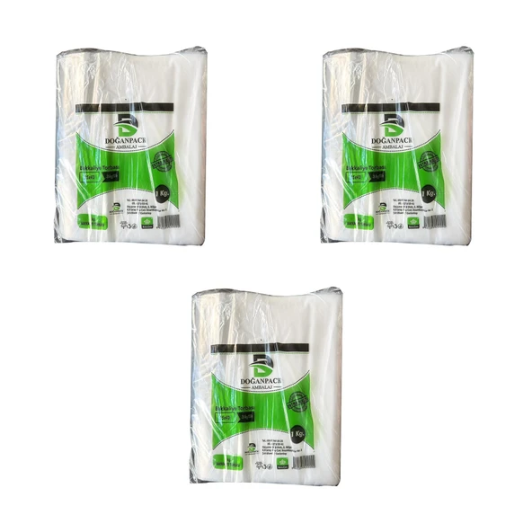 Doğanpack Şeffaf Naylon 3 lük 25x42 Cm. Bakkaliye Poşeti Torbası - 3 Kg. - Ort. 420 Adet - 3 Paket ürün görseli 1