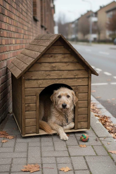 Reyo Pet Suya Soğuğa Dayanıklı Büyük Boy Ahşap Köpek Kulübesi Sokak Köpek Evi 100x100x78 cm Ceviz ürün görseli 1