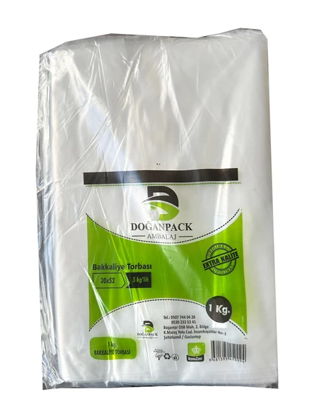 Doğanpack Şeffaf Naylon 5 lik 30x52 Cm. Bakkaliye Poşeti Torbası - 1 Kg. - Ort. 85 Adet - 1 Paket ürün görseli 1