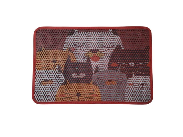 Nanbell Elekli Çift Katlı Kedi Kumu Paspası 60X45 cm Desenli No:1 ürün görseli 1