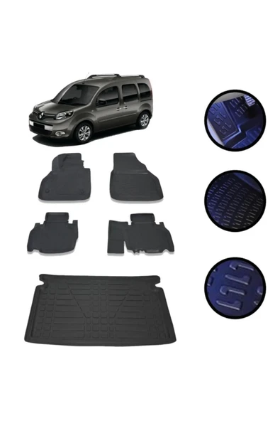 Renault Kangoo 2011-2015 Arası 4D Havuzlu Oto Paspas Ve Bagaj Set ürün görseli 1