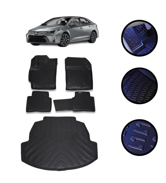 Toyota Corolla 2019-2022 Arası 4D Havuzlu Oto Paspas Ve Bagaj Set ürün görseli 1