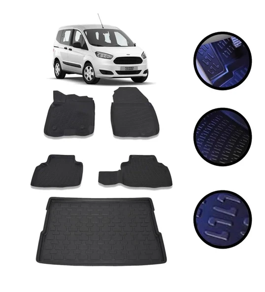 Ford Courier 2014-2022 Arası 4D Havuzlu Oto Paspas Ve Bagaj Set ürün görseli 1