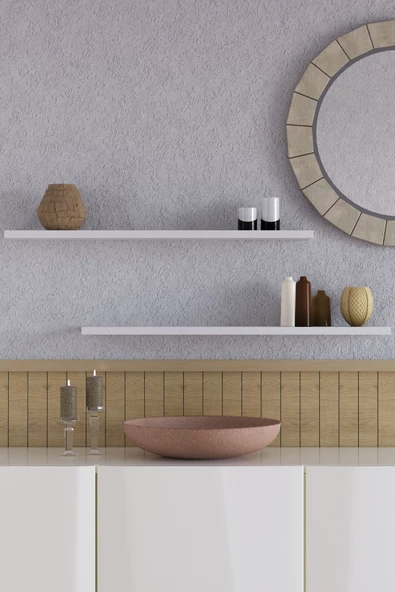 yankı-byeg 70 Cm 2li Mat Beyaz Mdf Uçan Duvar Rafı Gizli Bağlantı Kitaplık ürün görseli 1