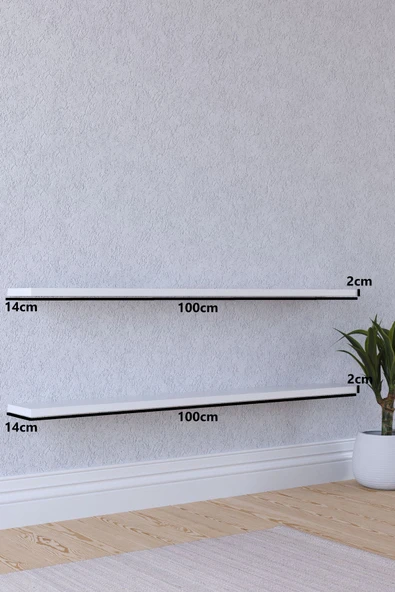 yankı-byeg 100 Cm 2li Mat Beyaz Mdf Uçan Duvar Rafı Gizli Bağlantı Kitaplık ürün görseli 1